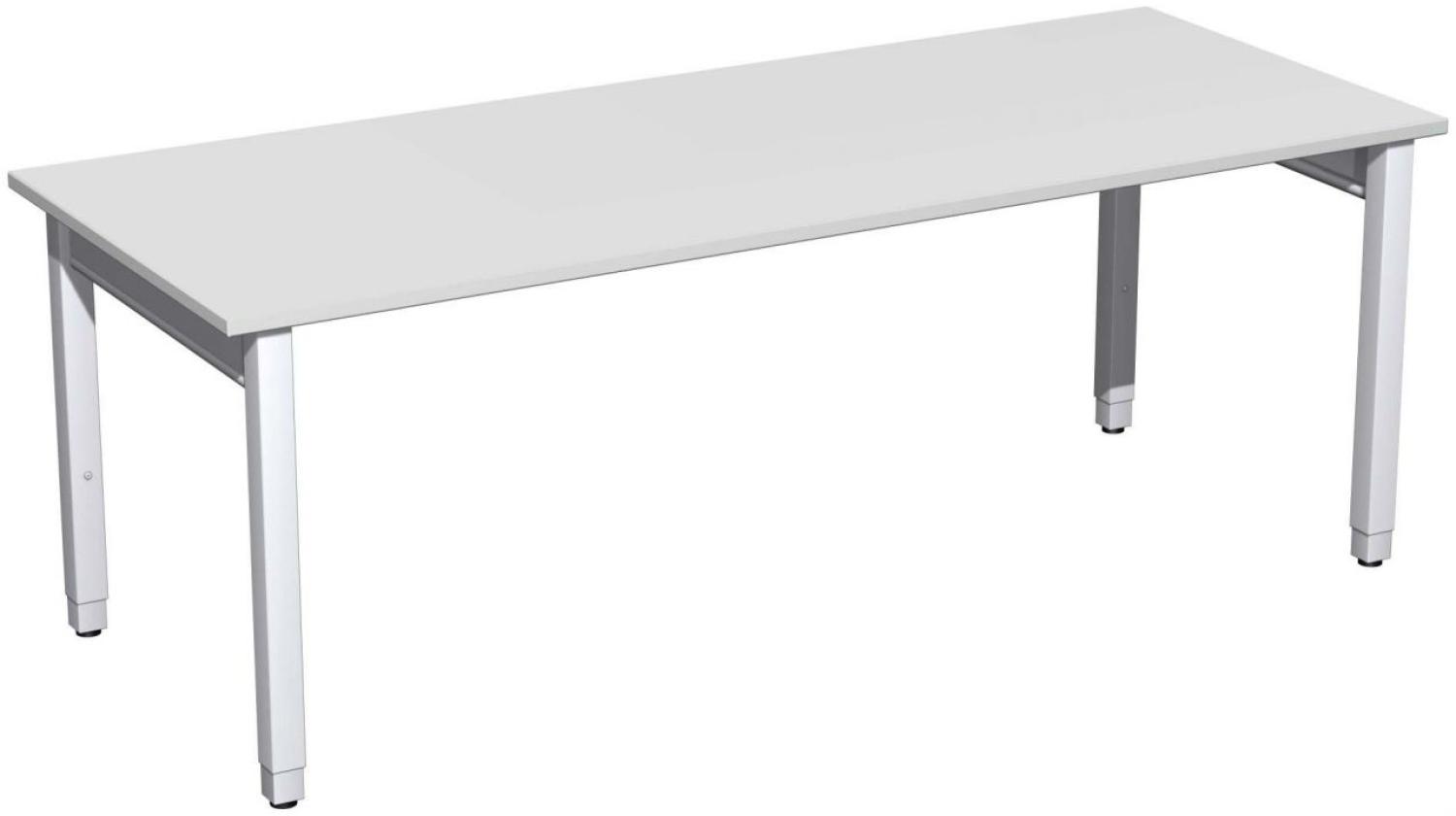 Schreibtisch '4 Fuß Pro Quadrat' höhenverstellbar, 200x80x68-86cm, Lichtgrau / Silber Bild 1