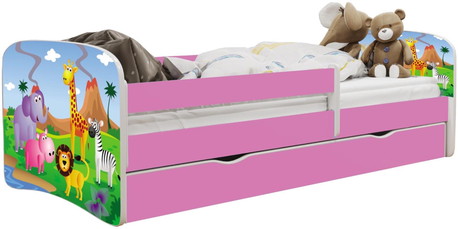 Kinderbett Jona inkl. Rollrost + Matratze + Bettschublade 80*160 cm Rosa Bild 1