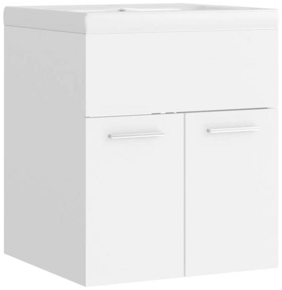 vidaXL Waschbeckenunterschrank mit Einbaubecken Weiß Spanplatte [3070811] Bild 1