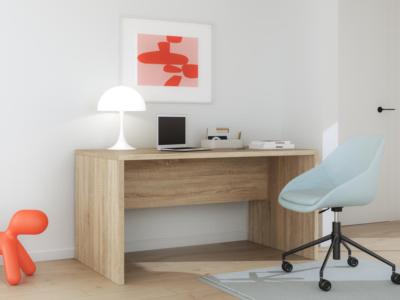 FORTE Calpe Schreibtisch, Holzwerkstoff, Beige, 140 x 72,2 x 80 cm Bild 1