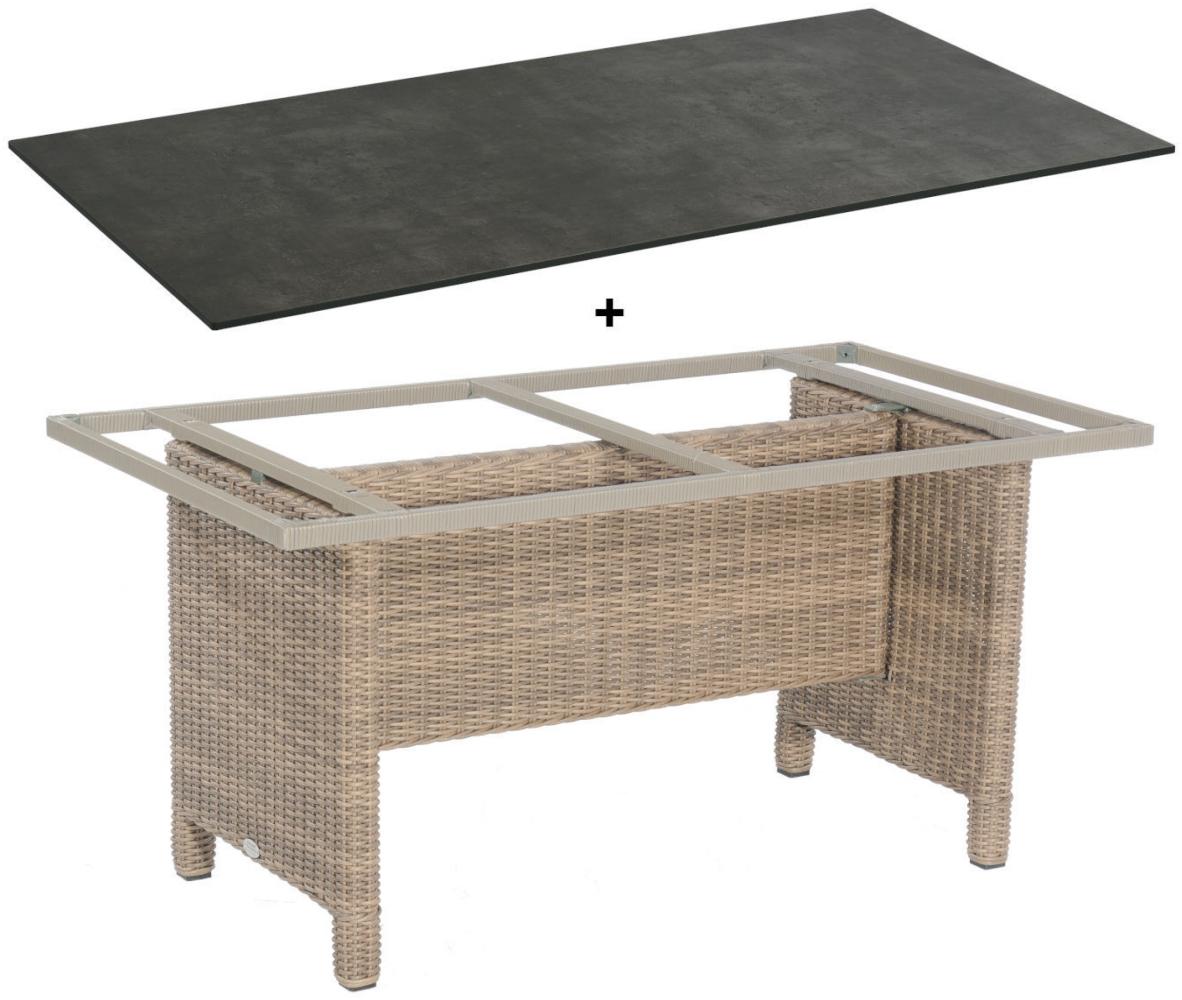 Sonnenpartner Gartentisch Base 160x90 cm Polyrattan rustic-stream Tischsystem Tischplatte Compact HPL Shiplap-Pinie 80051001 Bild 1