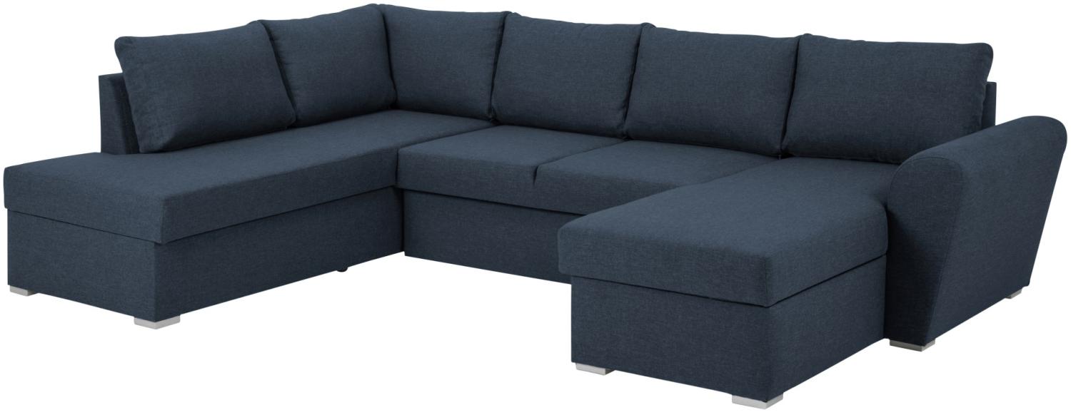 Stefan Sofa Couch Schlafsofa Garnitur Chaiselongs Garnitur Wohnlandschaft blau Bild 1