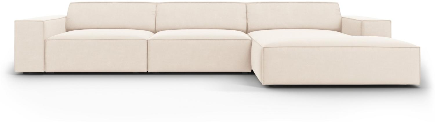 Micadoni 4-Sitzer Samtstoff Ecke rechts Sofa Jodie | Bezug Light Beige | Beinfarbe Black Plastic Bild 1