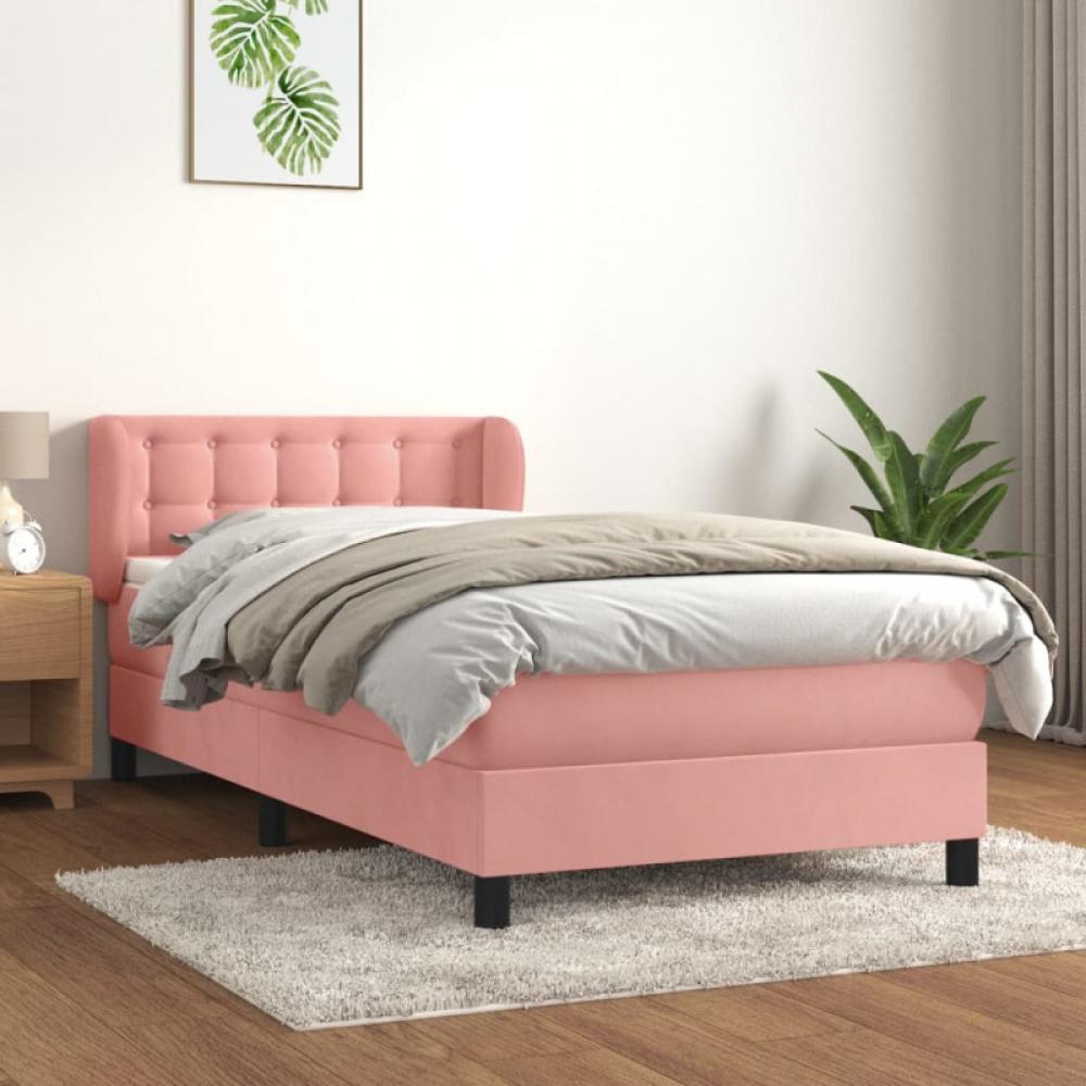 Boxspringbett mit Matratze Rosa 90x200 cm Samt (Farbe: Rosa) Bild 1