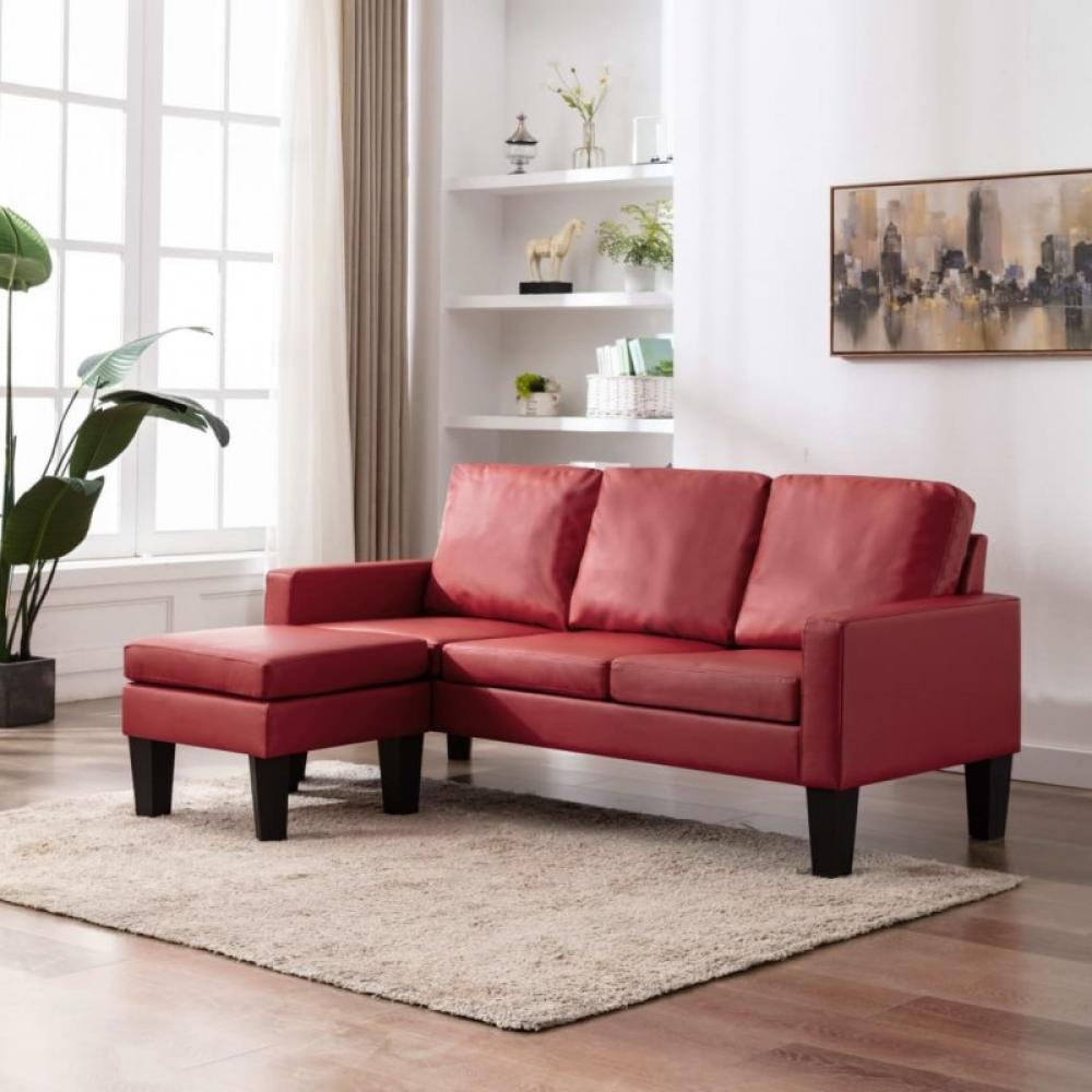 vidaXL 3-Sitzer-Sofa mit Hocker Weinrot Kunstleder Bild 1