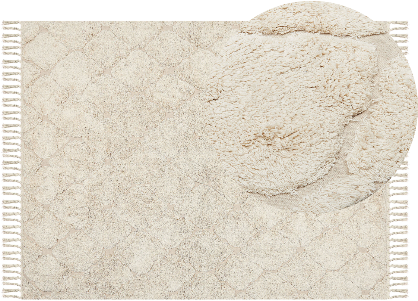 Teppich Baumwolle hellbeige 140 x 200 cm marokkanisches Muster Kurzflor SILCHAR Bild 1