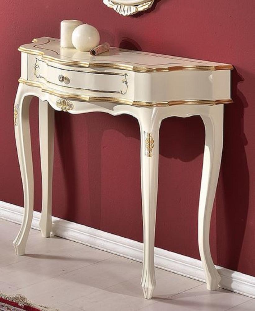 Casa Padrino Luxus Barock Konsole Weiß / Gold - Handgefertigter Massivholz Konsolentisch - Barock Möbel - Luxus Qualität - Made in Italy Bild 1