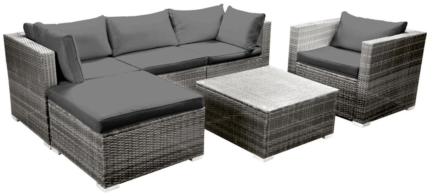 BRAST Gartenmöbel Lounge Sofa Couch Set Joy Grau Poly-Rattan für 5 Personen Bild 1