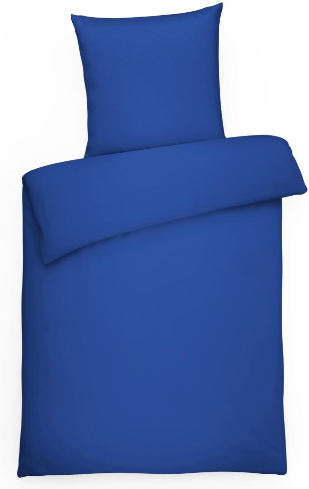 Mako-Satin Bettwäsche "Premium" aus 100% Baumwolle - Uni Royalblau 155 x 220 cm Bild 1