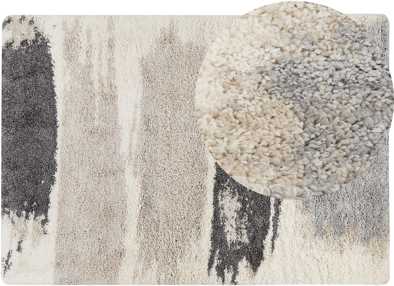 Teppich weiß grau 160 x 230 cm abstarktes Muster Shaggy MARTUNI Bild 1