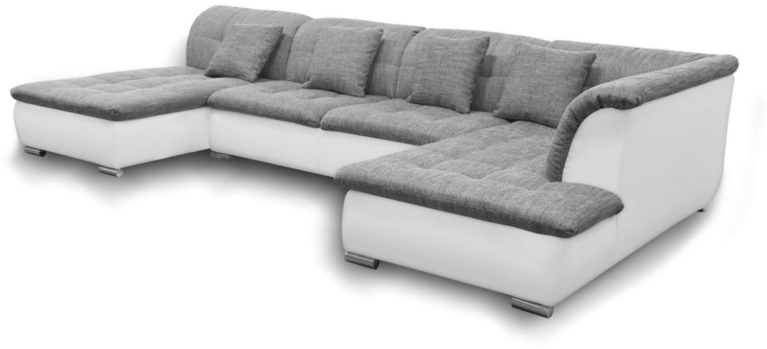 Couchgarnitur NICOLE ohne Schlaffunktion Ottomane Links Grau/Weiß Bild 1