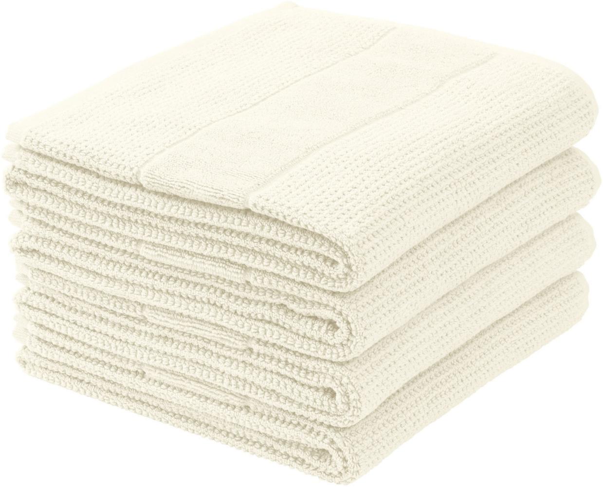Schiesser Handtücher Turin im 4er Set aus 100% Baumwolle, nachhaltig und fair produziert, Farbe:Offwhite, Größe:50 cm x 100 cm Bild 1