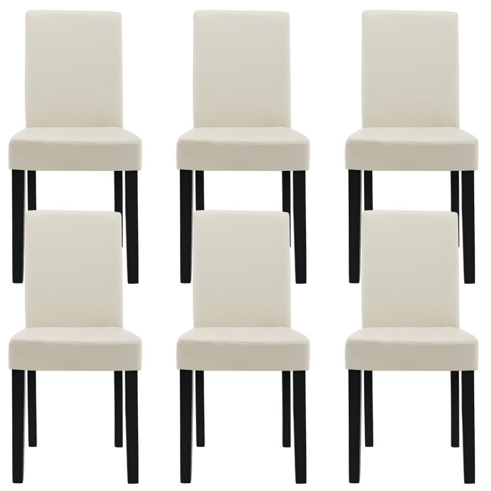 Stühle Hochlehner Esszimmer Stühle Creme Kunst-Leder Polster Stuhl - 6 Stück Bild 1