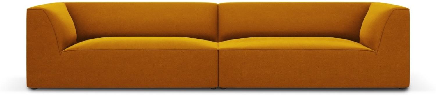 Micadoni 4-Sitzer Samtstoff Sofa Ruby | Bezug Yellow | Beinfarbe Black Plastic Bild 1