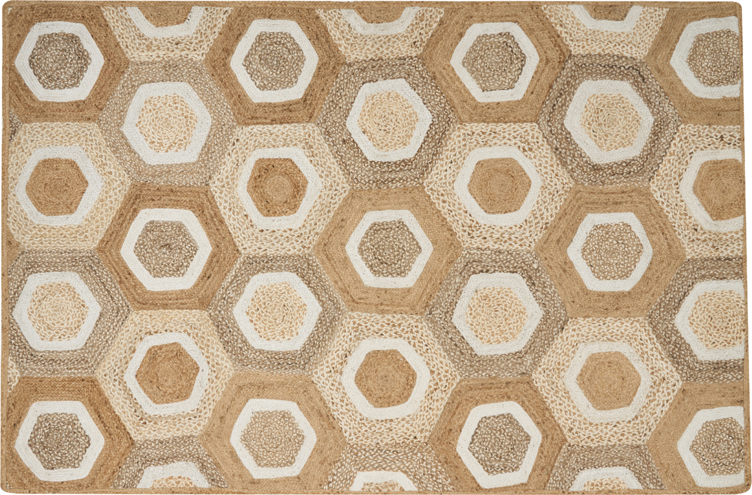Teppich Jute beige 200 x 300 cm geometrisches Muster Kurzflor BASOREN Bild 1