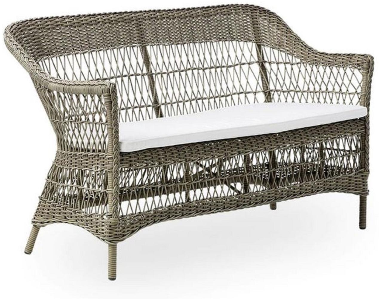 Casa Padrino Luxus Gartensofa mit Sitzkissen Antik Grau / Weiß 134 x 66 x H. 86 cm - Wetterbeständiges Garten & Terrassen Sofa - Garten & Terrassen Möbel - Luxus Qualität Bild 1