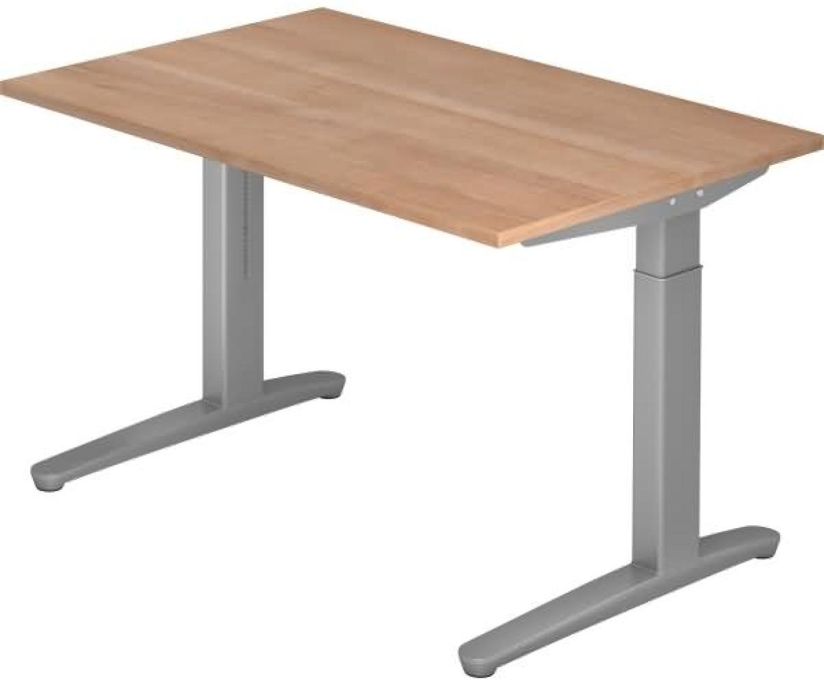 'XB12' Schreibtisch, C-Fuß, 120x80cm, Nussbaum / Silber Bild 1