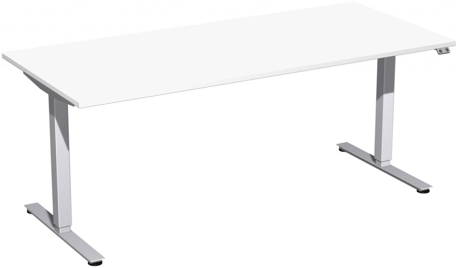 Elektro-Hubtisch 'Smart', höhenverstellbar, 180x80x70-120cm, gerade, Weiß / Silber Bild 1