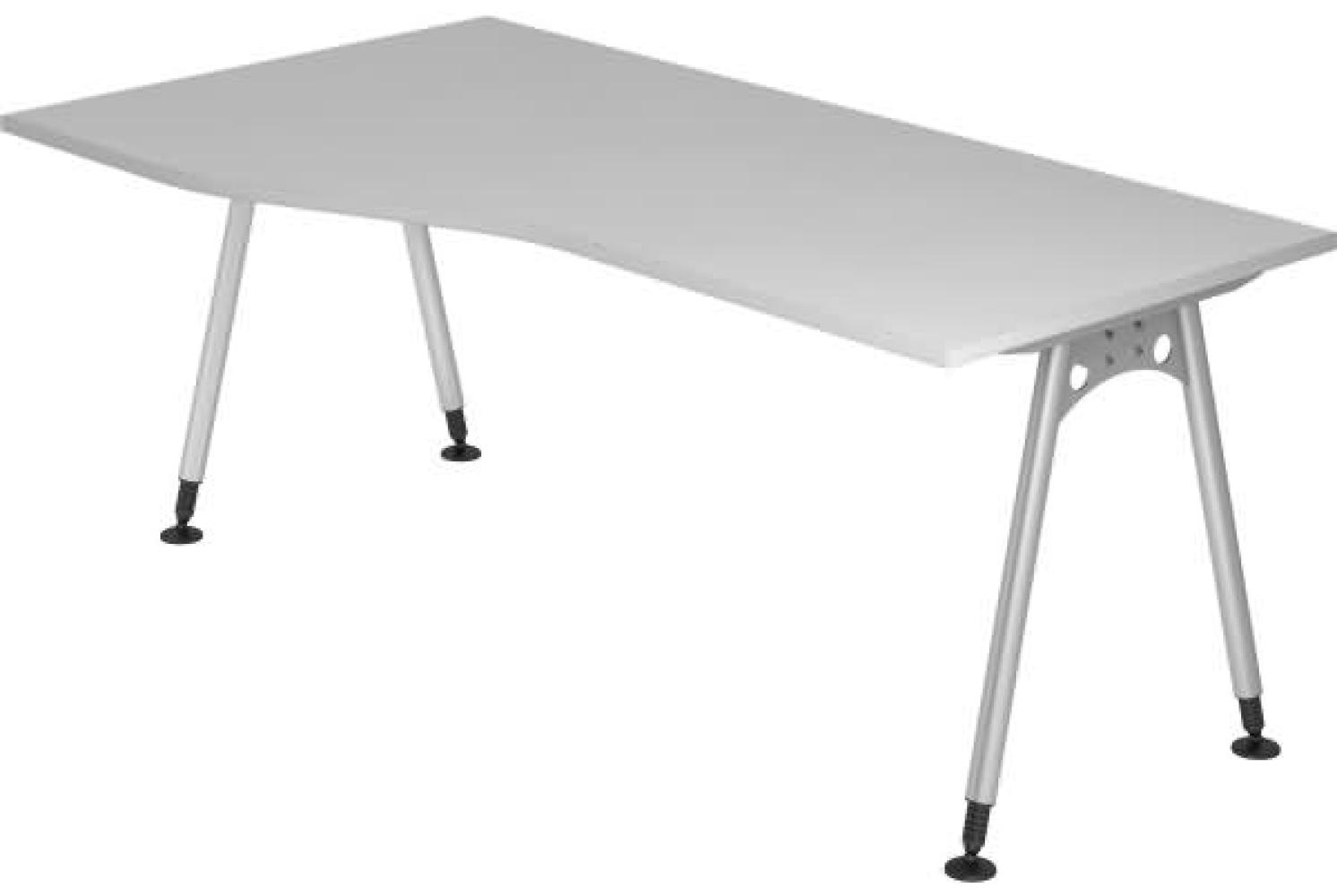 Schreibtisch AS18 A-Fuß 180x100 / 80cm Grau Gestellfarbe: Silber Bild 1