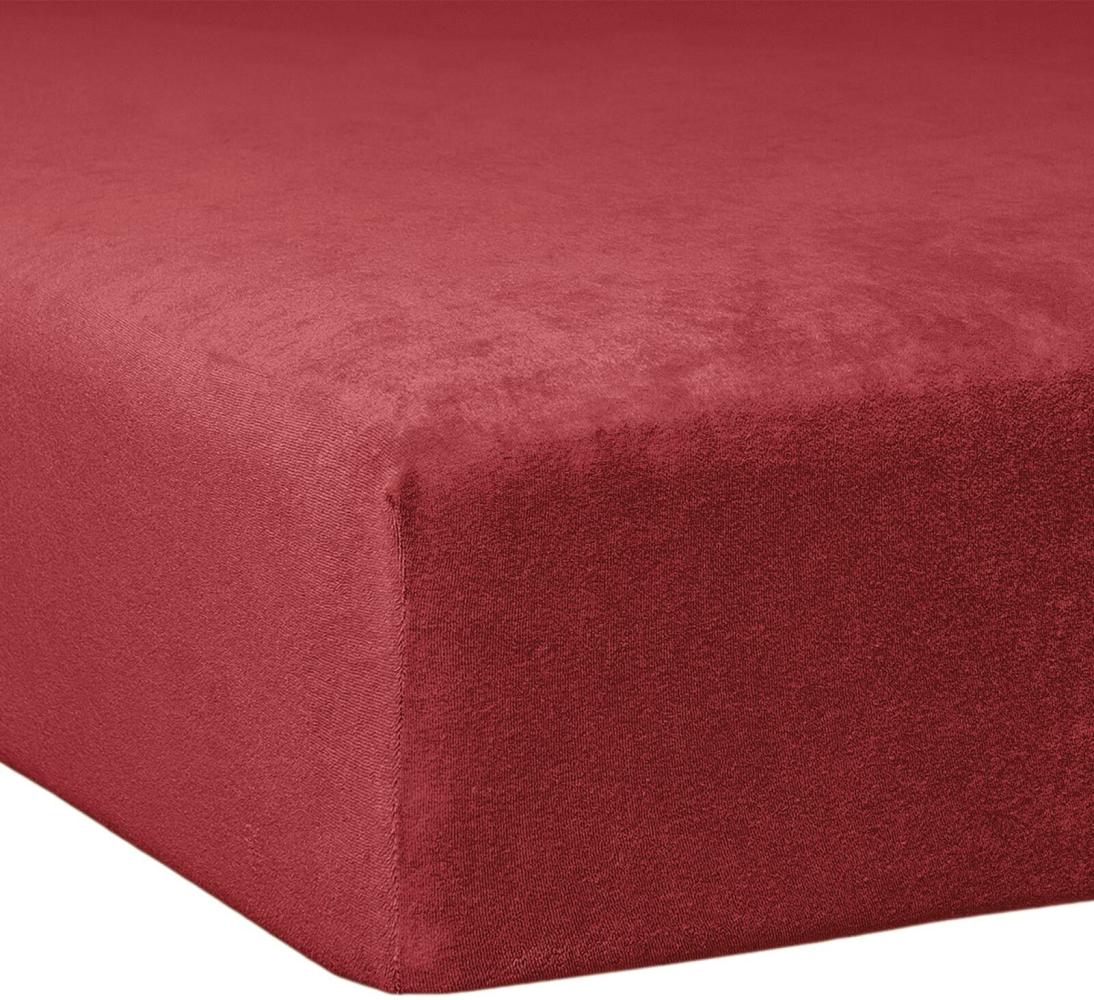 Traumschlaf Flausch Frottee Spannbettlaken|90x190 cm - 100x200 cm| burgund Bild 1