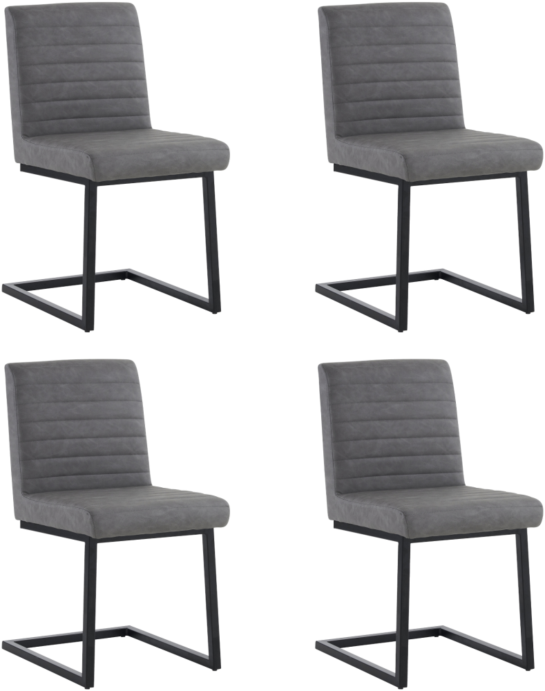 Merax 4er Set Esszimmerstühle, Gepolsterter Stuhl mit zickzackförmige Metallbeine, Moderner Lounge-Stuhl, Kunstleder, grau Bild 1