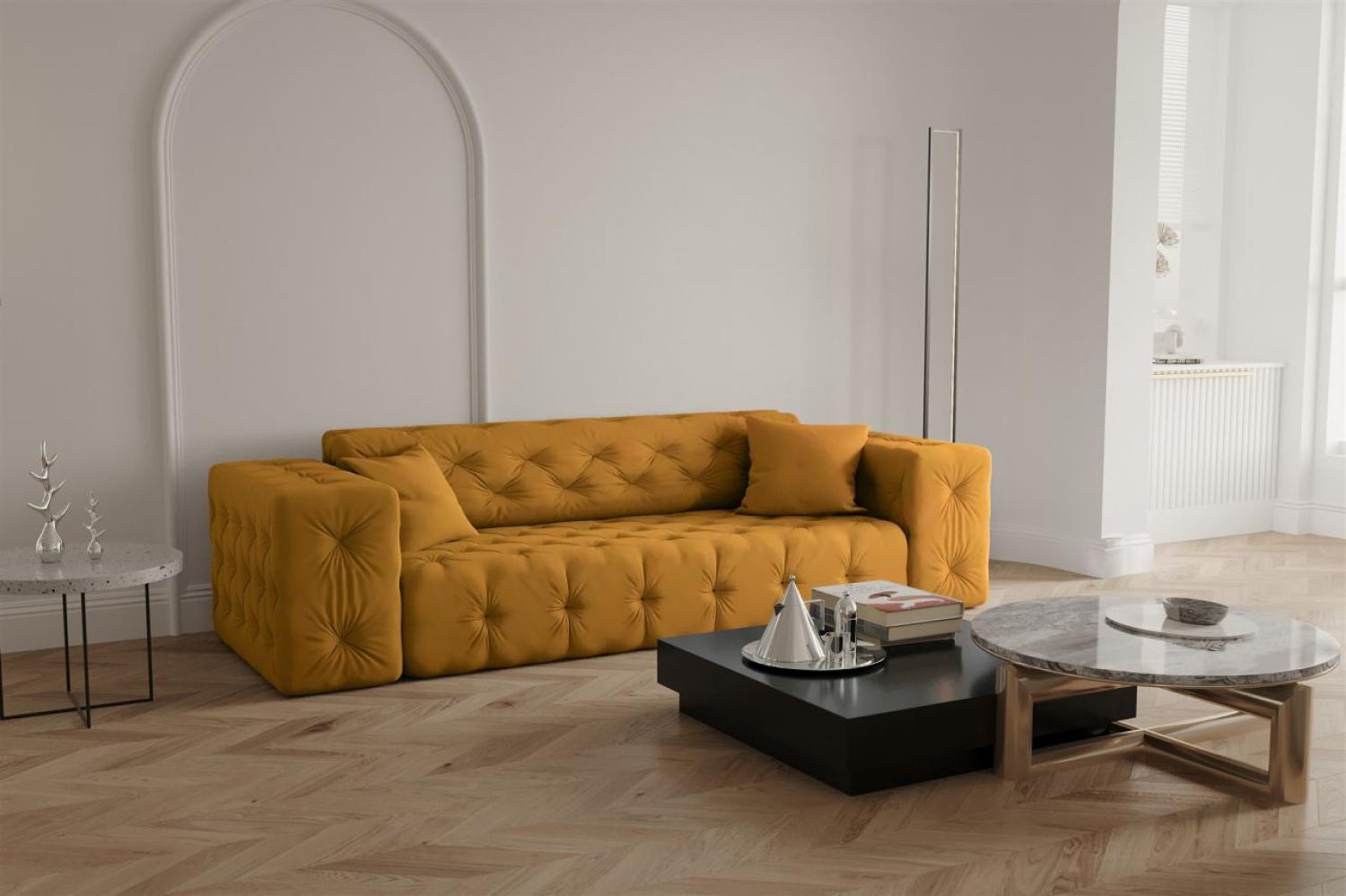Sofa Designersofa CHANTAL 3-Sitzer in Stoff Opera Velvet Gelbgold Bild 1