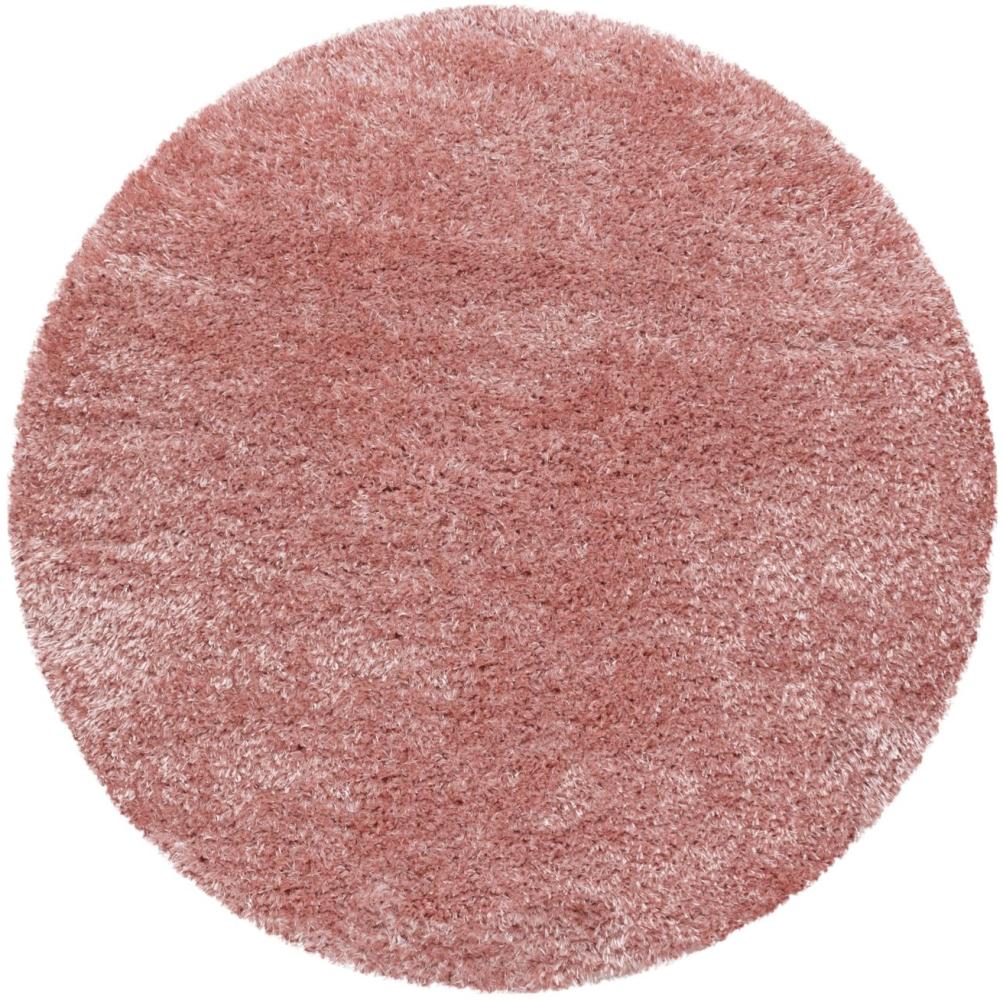 Hochflor Teppich Baquoa rund - 80 cm Durchmesser - Rosa Bild 1
