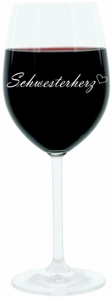 Leonardo Weinglas 400 ml, Schwesterherz, Geschenk Stimmungsglas mit Gravur, Schwester Herz, Moodglas, Glas, 22 cm Bild 1
