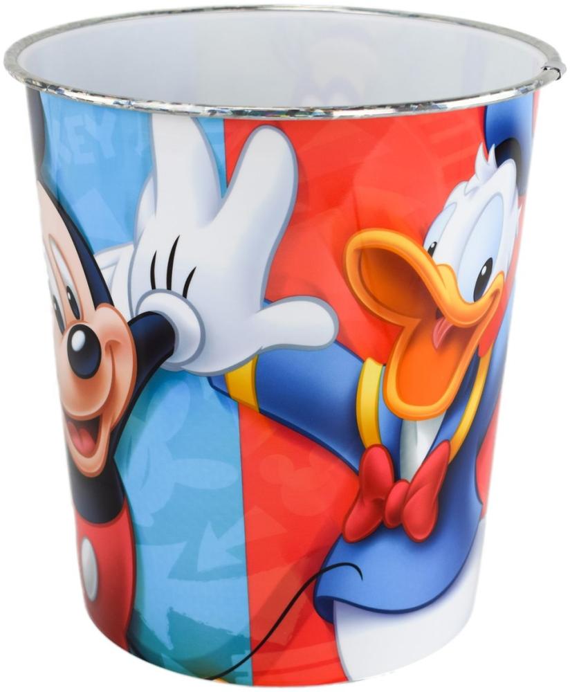Papierkorb fürs Kinderzimmer aus Kunststoff Zeichentrickfiguren Motiv Ø21cm Micky/Donald/Goofy Bild 1