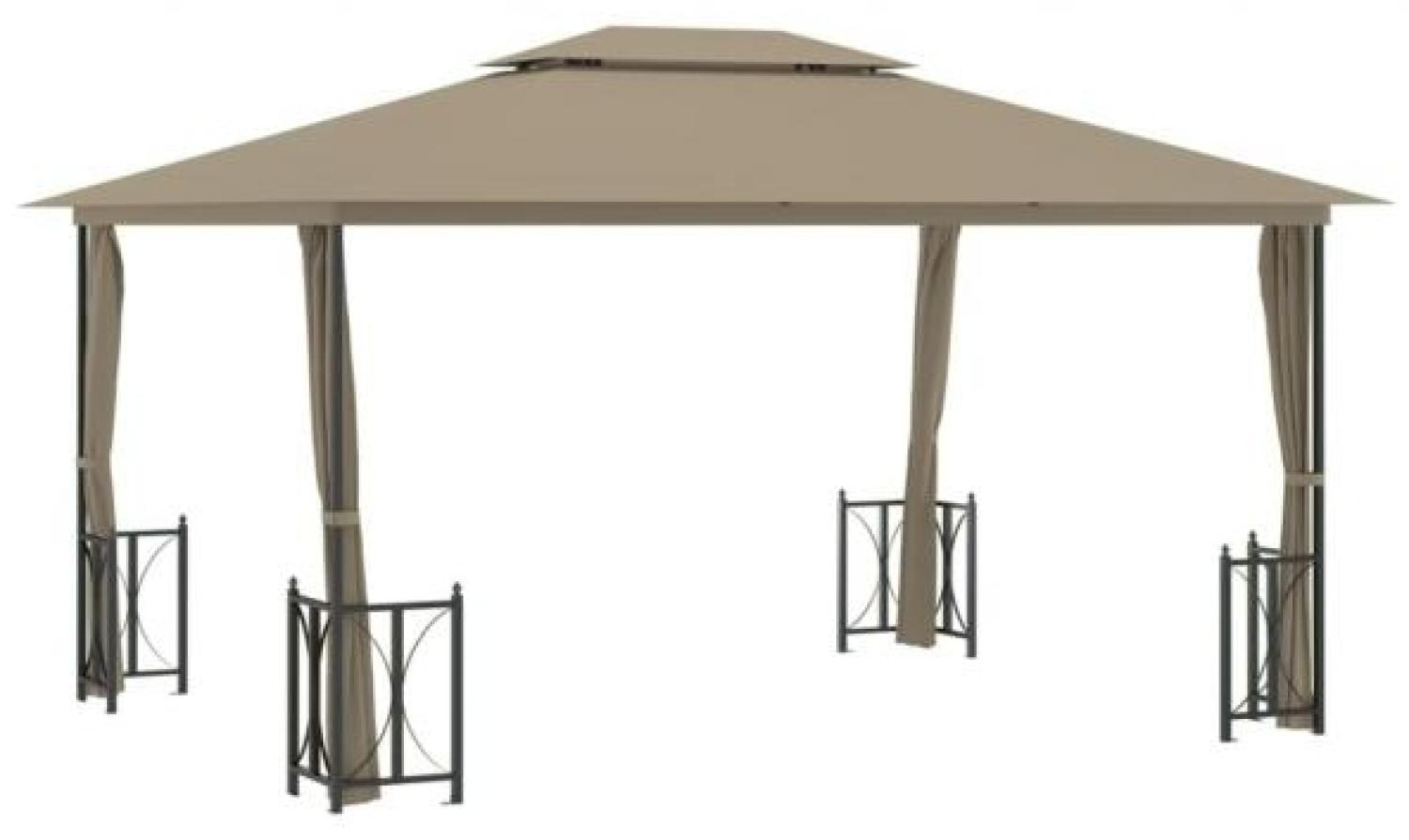 Pavillon mit Seitenwänden & Doppeldach 3x4 m Taupe Bild 1