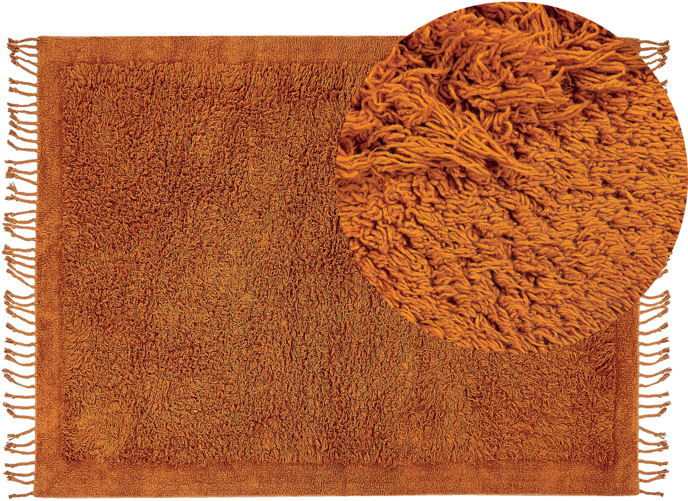 Teppich Baumwolle orange 140 x 200 cm Fransen Shaggy BITLIS Bild 1
