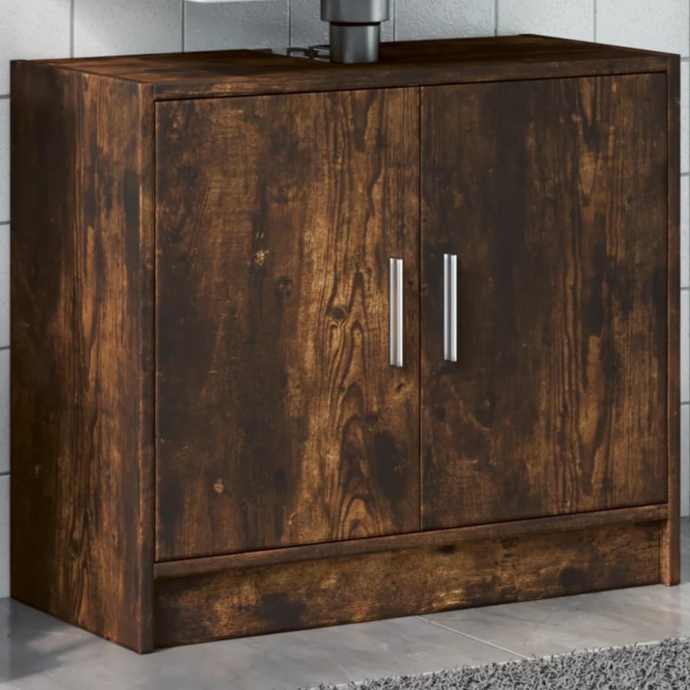 vidaXL Waschbeckenschrank Räuchereiche 63x29x55 cm Holzwerkstoff Bild 1