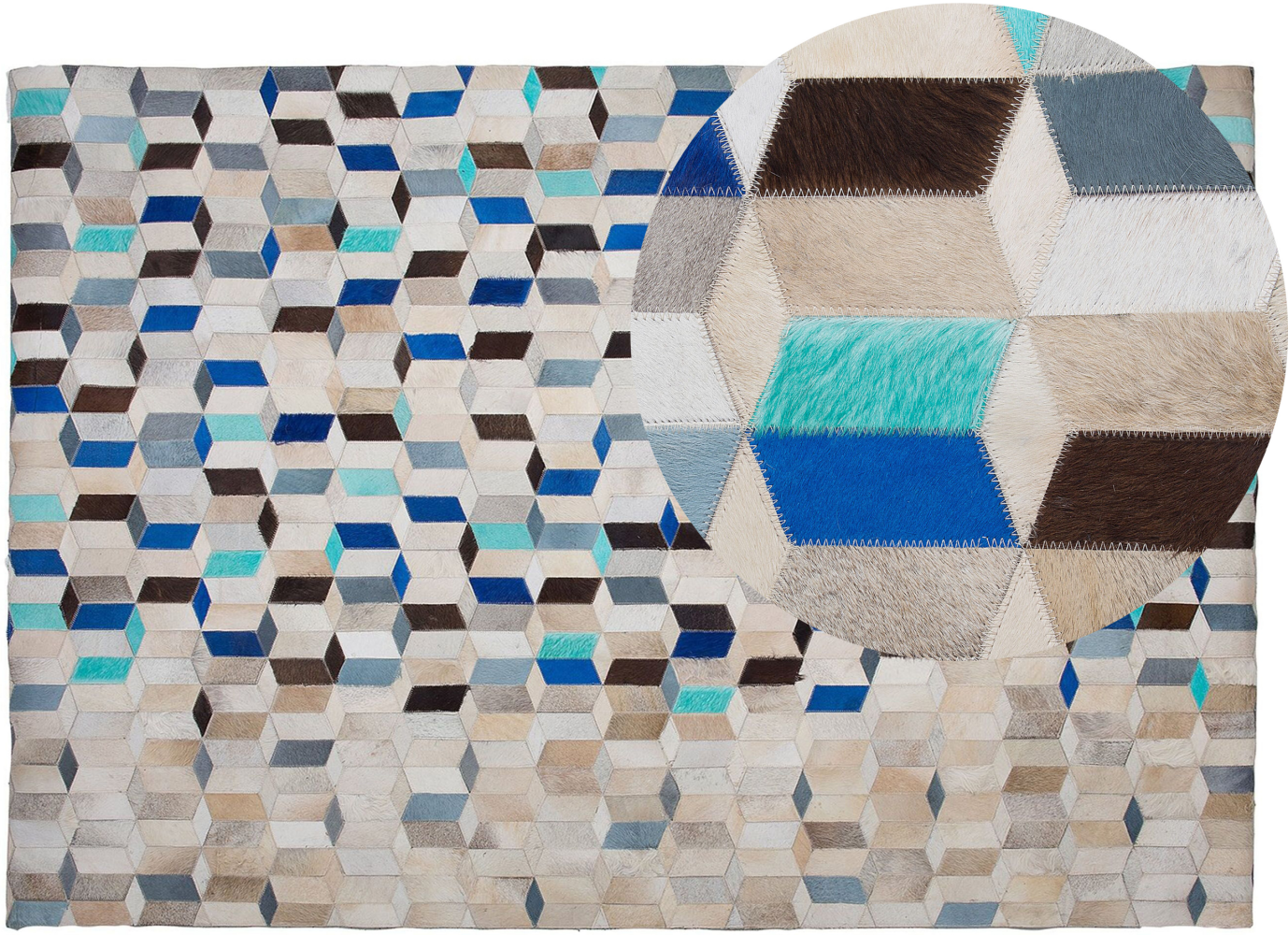 Teppich Leder beige-blau 140 x 200 cm Patchwork GIDIRLI Bild 1