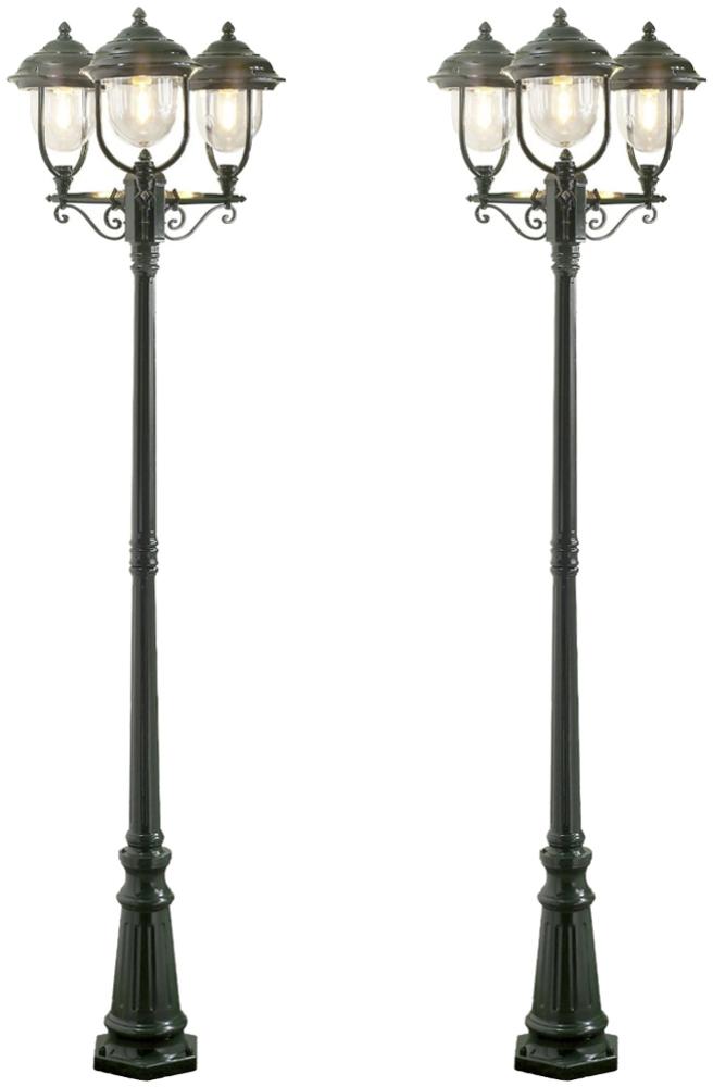 2er-Set grüne Gartenlaterne PARMA aus Aluminium, E27, IP43, H.: 218cm Bild 1