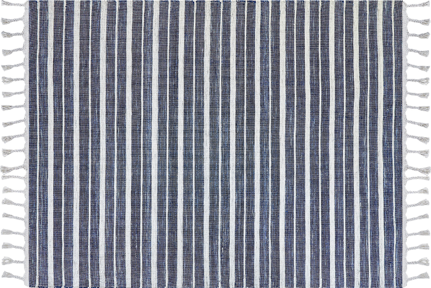 Outdoor Teppich dunkelblau weiß 160 x 230 cm Streifenmuster Kurzflor BADEMLI Bild 1