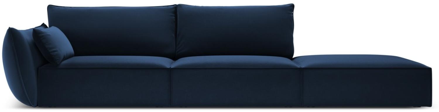 Micadoni 4-Sitzer Rechts Samtstoff Sofa Kaelle | Bezug Royal Blue | Beinfarbe Black Plastic Bild 1