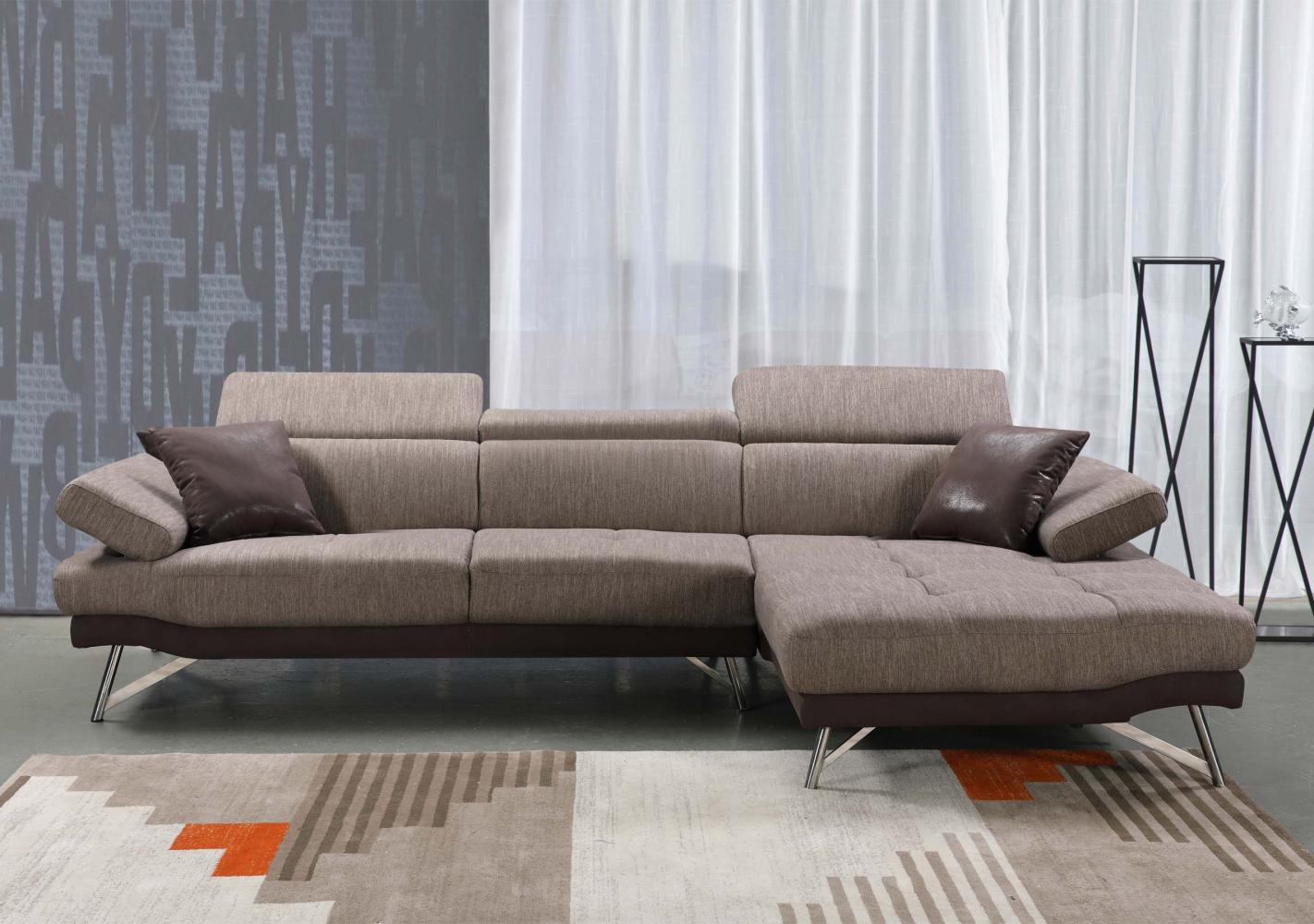 Sofa HWC-H92, Couch Ecksofa L-Form 3-Sitzer, Liegefläche 300cm ~ rechts, braun Bild 1