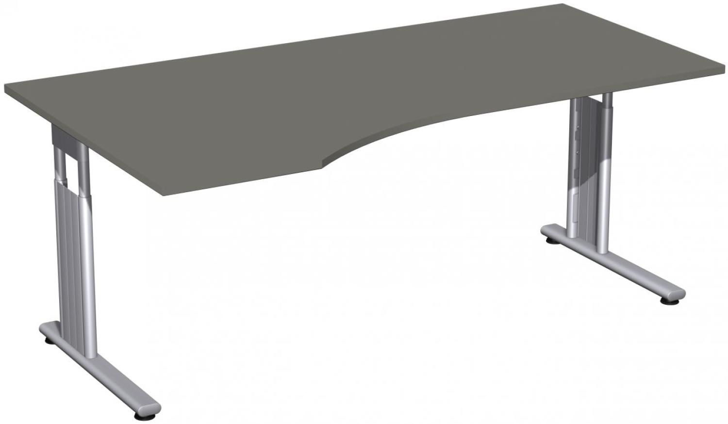 PC-Schreibtisch links, höhenverstellbar, 180x100cm, Graphit / Silber Bild 1