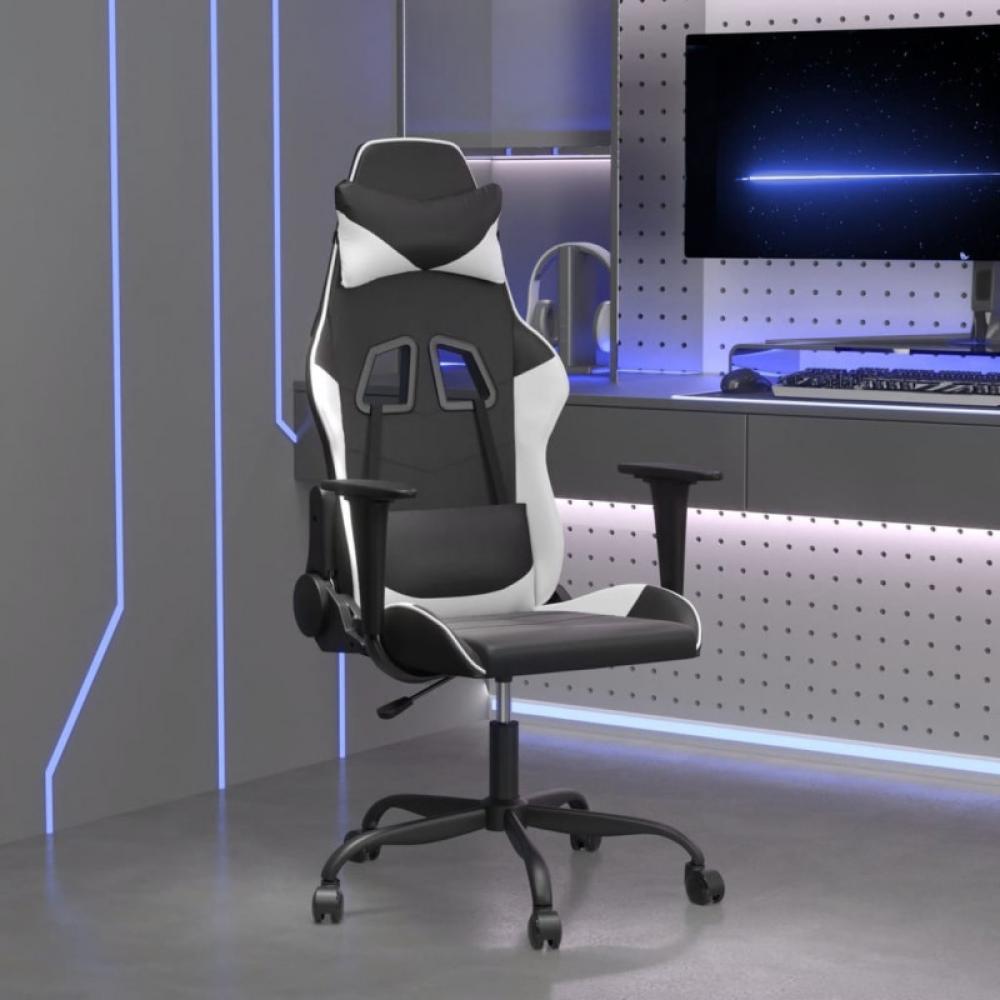 Gaming-Stuhl mit Massagefunktion Schwarz und Weiß Kunstleder (Farbe: Weiß) Bild 1