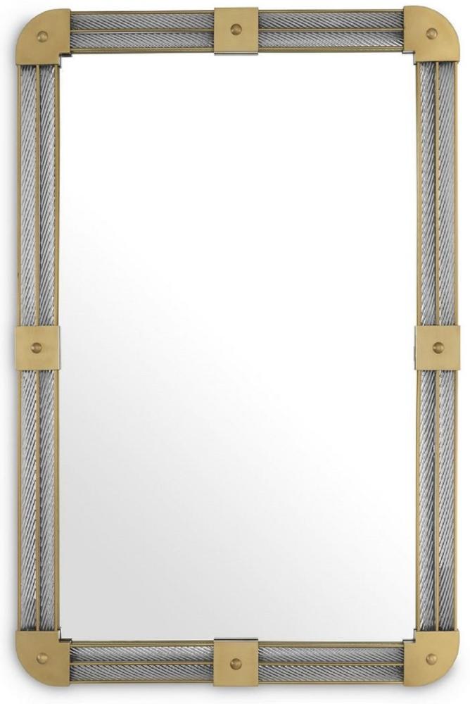 Casa Padrino Luxus Wandspiegel Antik Messingfarben 80 x 5 x H. 122 cm - Beleuchteter Wohnzimmer Spiegel mit handgefertigtem Glas - Schlafzimmer Spiegel - Garderoben Spiegel - Luxus Möbel Bild 1