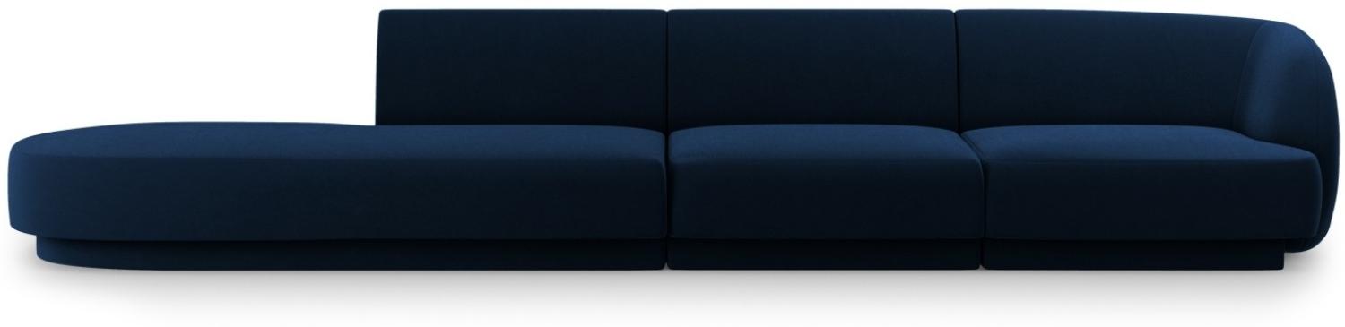 Micadoni 4-Sitzer Links Samtstoff Sofa Miley | Bezug Royal Blue | Beinfarbe Black Plastic Bild 1