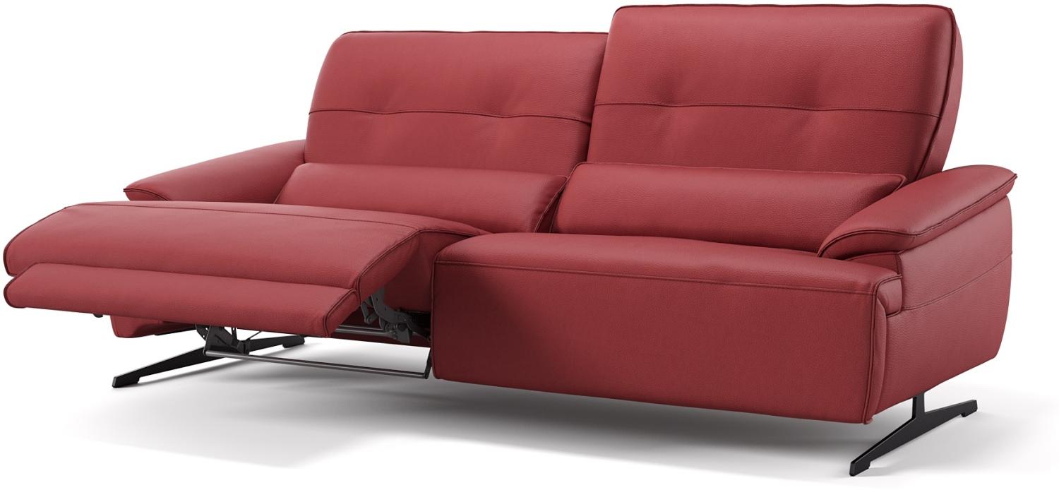 Sofanella 3-Sitzer PERLO Echtleder Designersofa Ledercouch in Rot S: 188 Breite x 101 Tiefe Bild 1