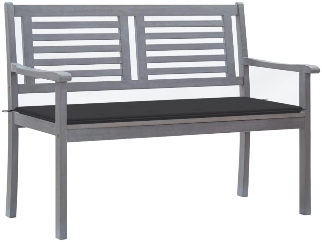 vidaXL 2-Sitzer-Gartenbank mit Auflage 120 cm Grau Eukalyptusholz Bild 1