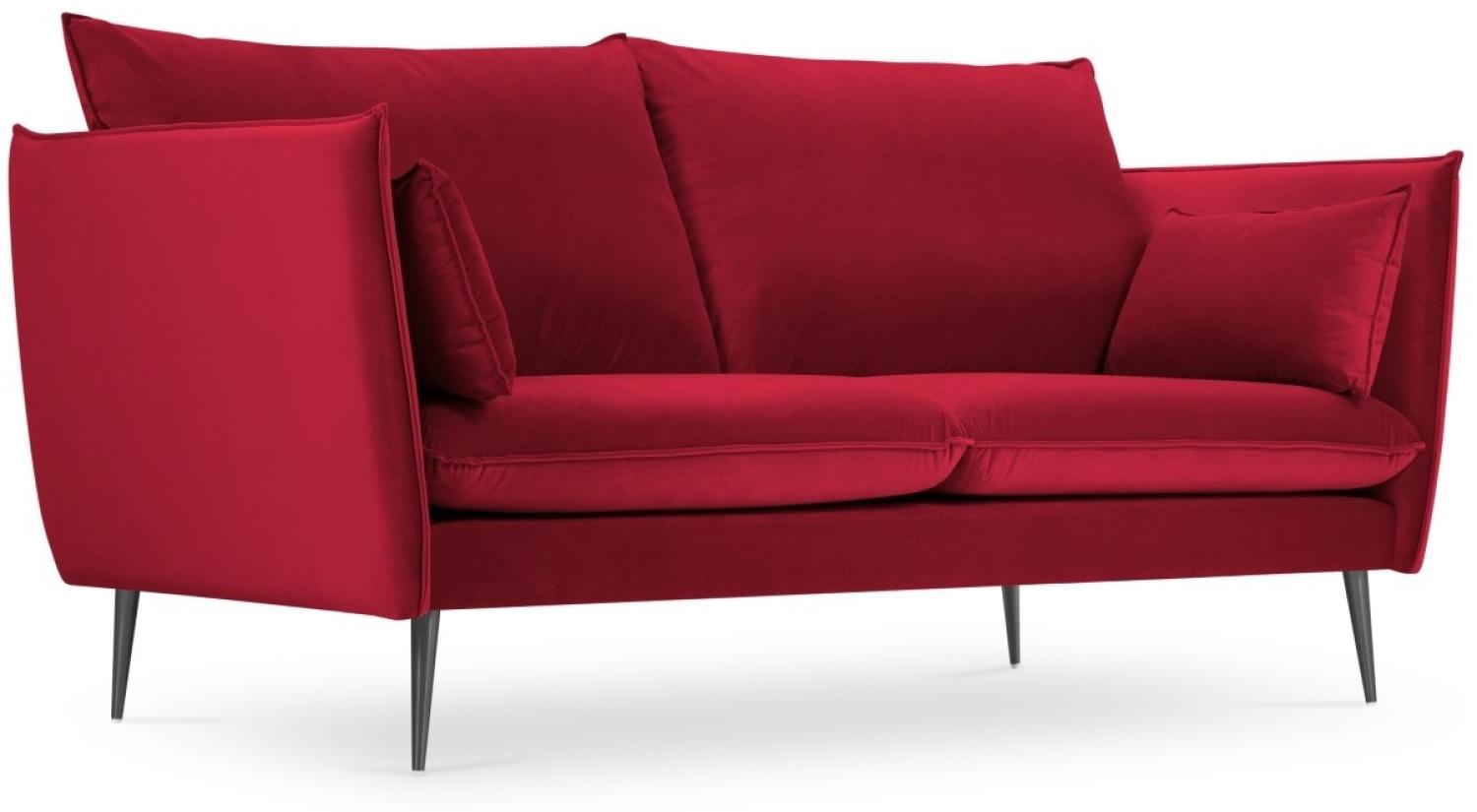 Micadoni 2-Sitzer Samtstoff Sofa Agate | Bezug Red | Beinfarbe Black Metal Bild 1