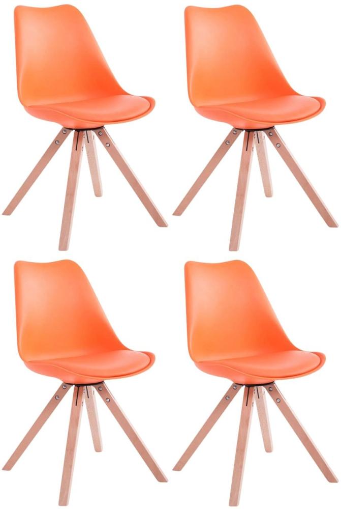 4er Set Stühle Toulouse Kunstleder Natura Square orange Bild 1