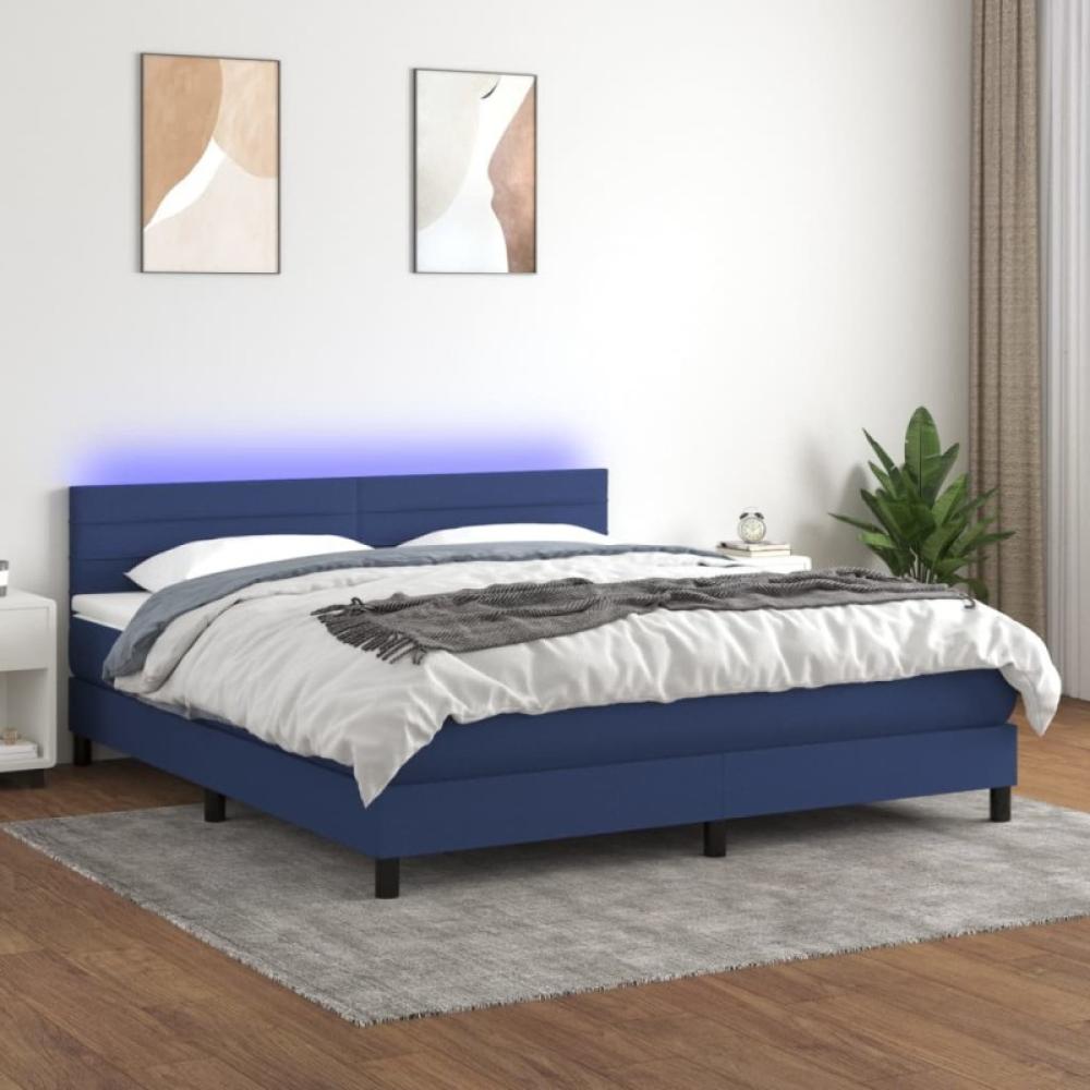 Boxspringbett mit Matratze & LED Blau 180x200 cm Stoff (Farbe: Blau) Bild 1