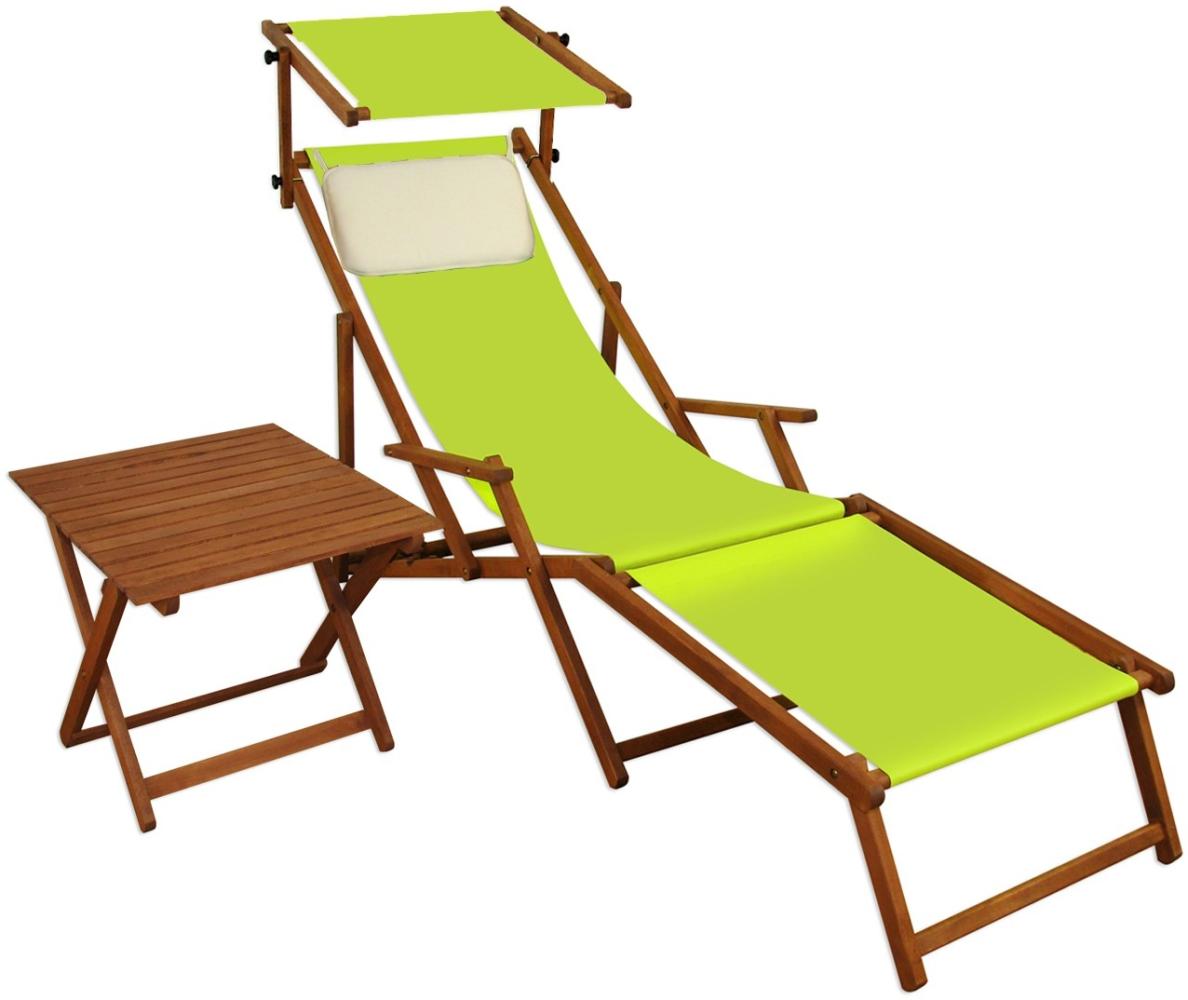 Gartenliege Sonnenliege pistazie Liegestuhl Fußteil Sonnendach Tisch Deckchair 10-306 F S T KH Bild 1