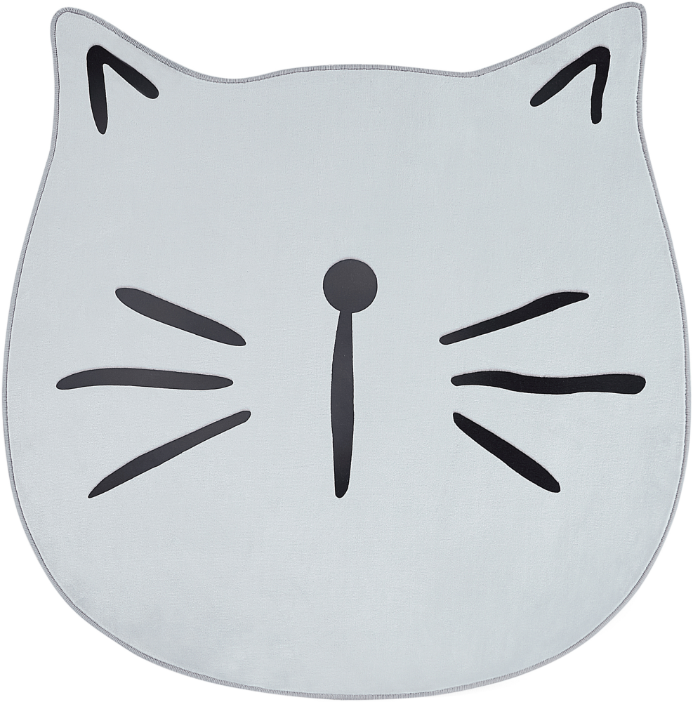 Kinderteppich grau ⌀ 100 cm Katzenmotiv Kurzflor KITTY Bild 1