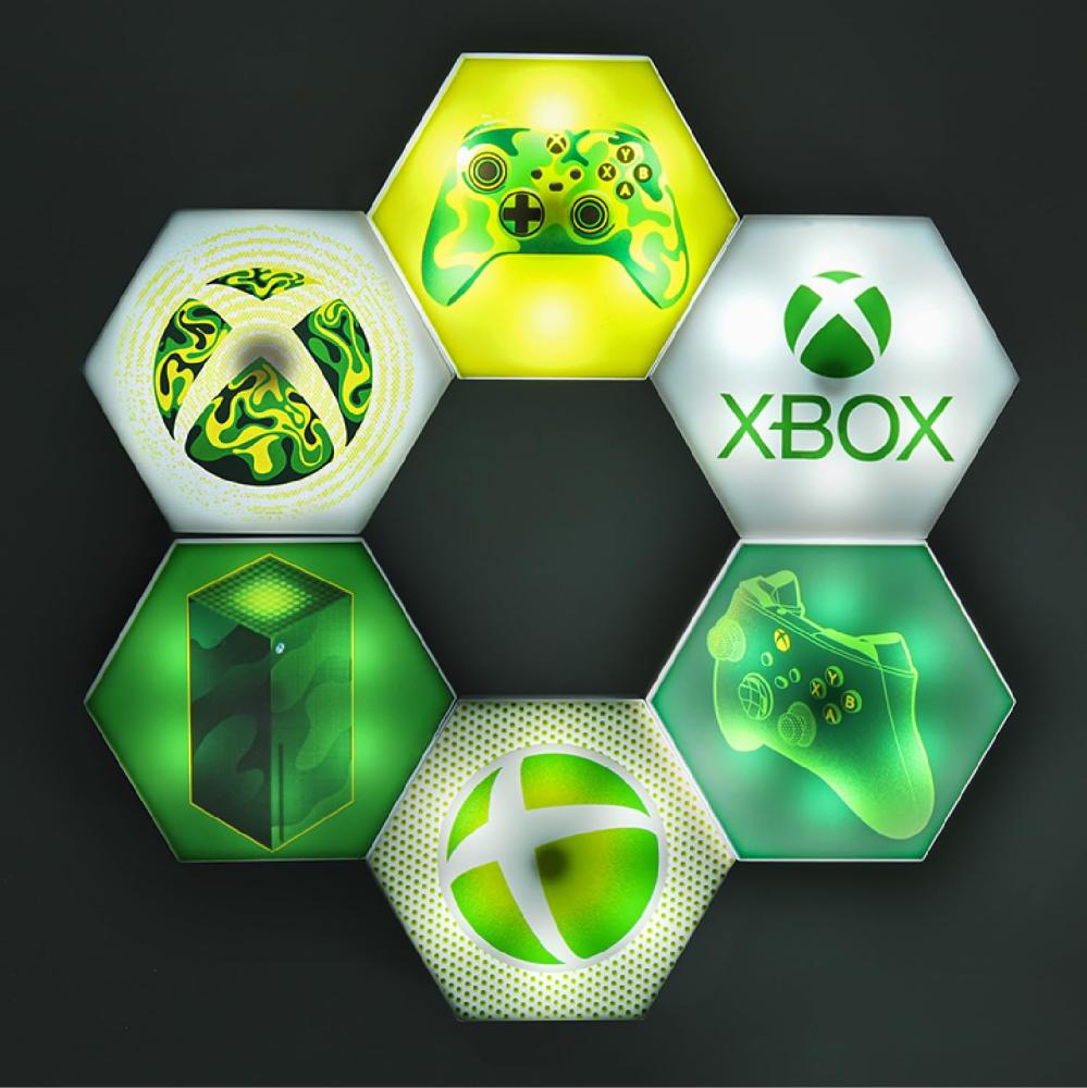 Paladone Hexagon LED-Leuchten, Xbox - Frei stehend oder zur Wandmontage, anpassbare Dekoration für das Spielezimmer mit ferngesteuertem Lichtwechsel und musikreaktiven Modi Bild 1