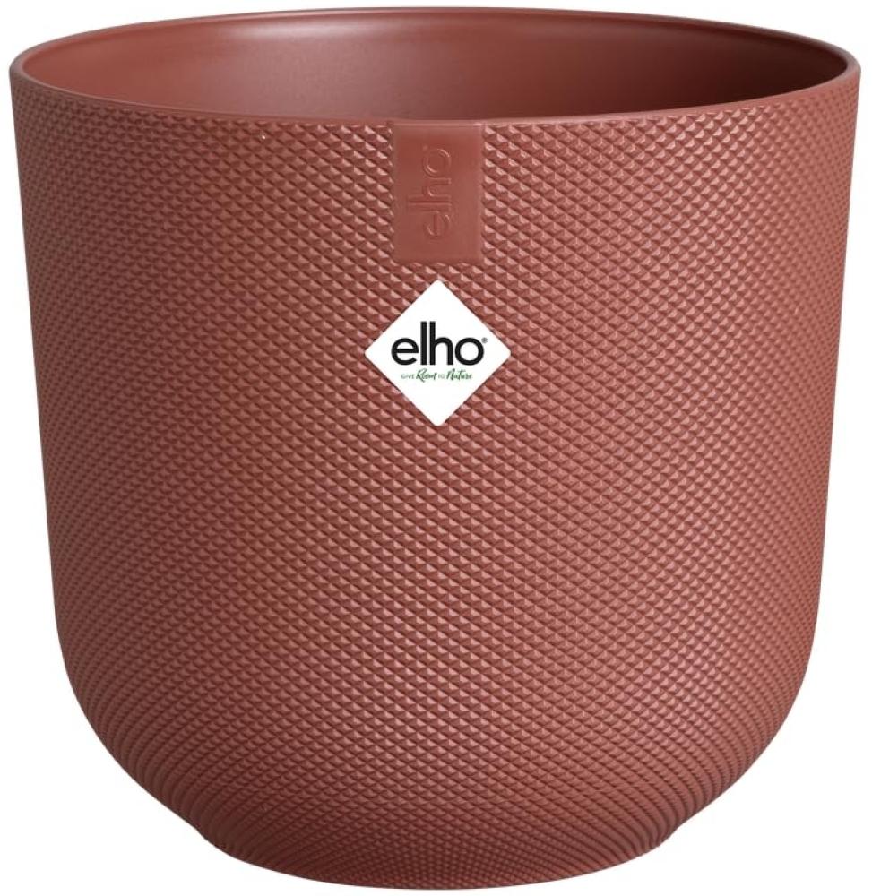 elho Jazz Round 16 cm blumentopf - Pflanzentopf für den Innenbereich - 100% recycelter Kunststoff - Einzigartige Struktur - Rot/Toskanisches Rot Bild 1